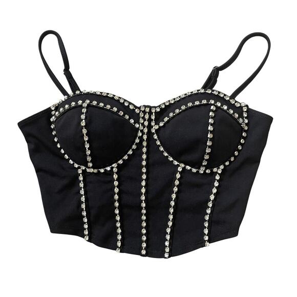 Julia by Love I Rhinestone Bustier Top M | Corset Crop, Padded, Party, Glam Y2K - Picture 1 of 8